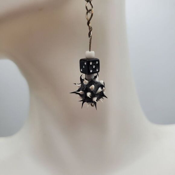 Punk spiked black dangle earrings - Picture 2 of 2